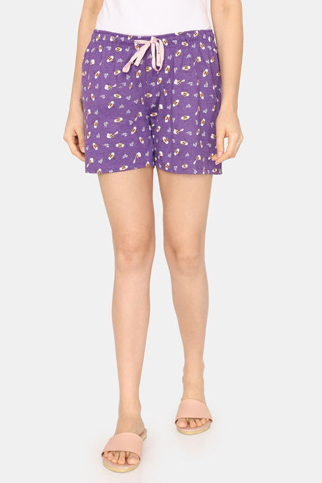 Rosaline Mystic Town Knit Cotton Shorts (Pack of 2) - White Purple — image 2
